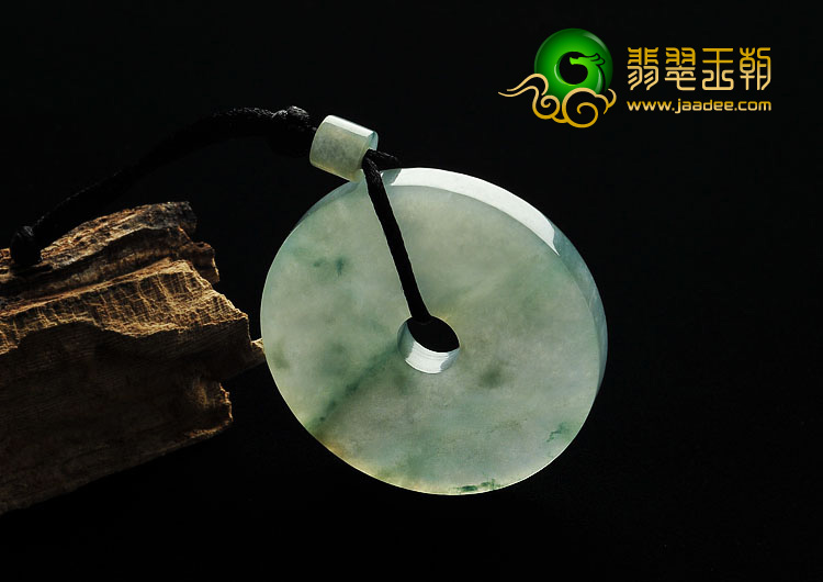 冰种飘花缅甸翡翠A货平安扣挂件