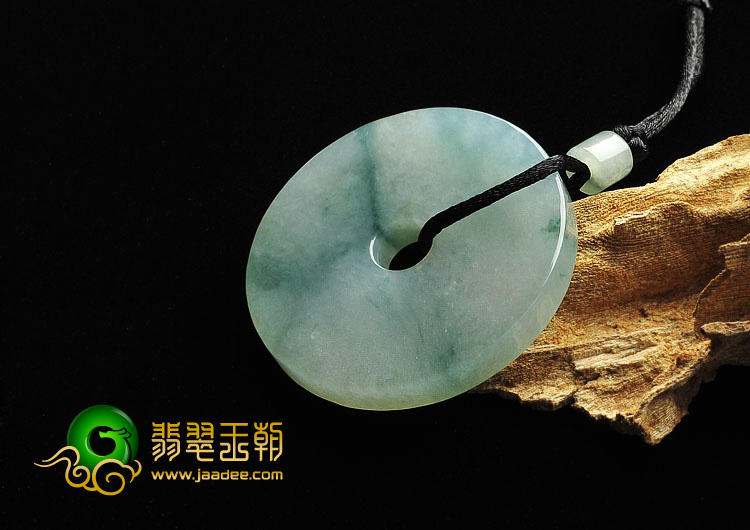 冰种飘花缅甸翡翠A货平安扣挂件