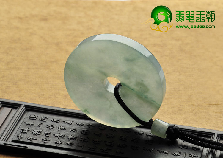 冰种飘花缅甸翡翠A货平安扣挂件