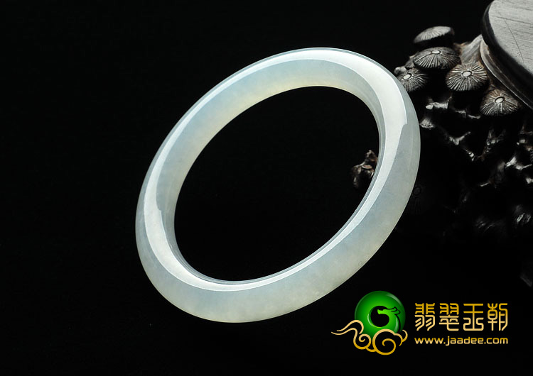 冰种晴水缅甸翡翠A货圆条手镯（57.1mm）
