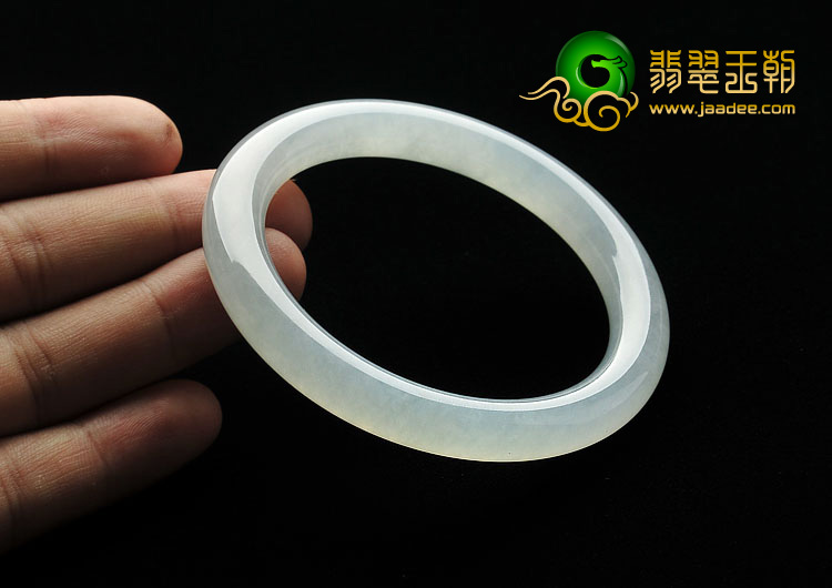 冰种晴水缅甸翡翠A货圆条手镯（57.1mm）