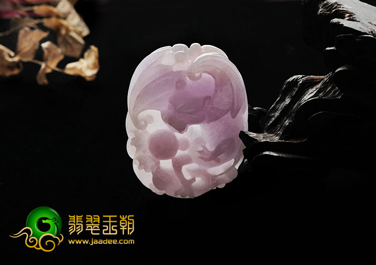糯冰种紫罗兰缅甸翡翠A货飞龙在天挂件