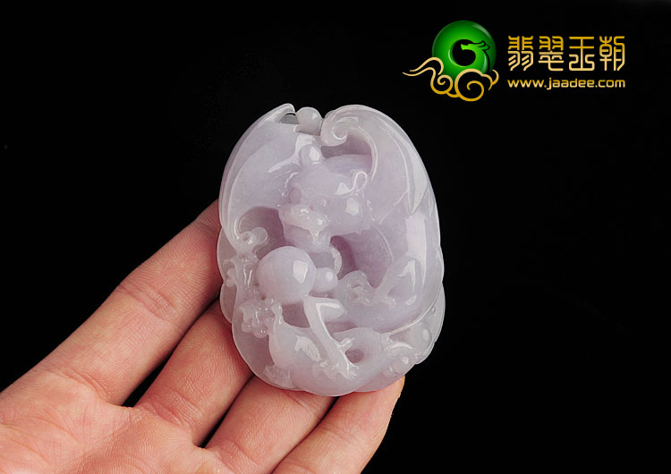 糯冰种紫罗兰缅甸翡翠A货飞龙在天挂件