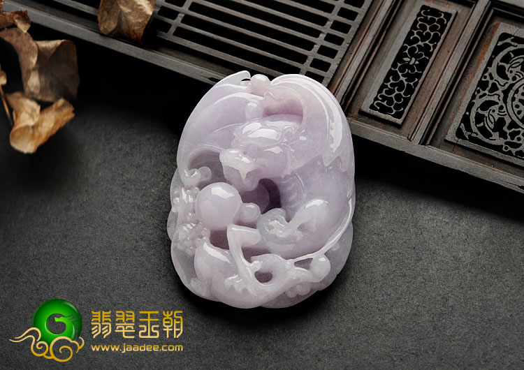 糯冰种紫罗兰缅甸翡翠A货飞龙在天挂件