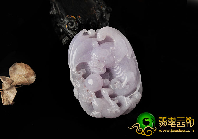 糯冰种紫罗兰缅甸翡翠A货飞龙在天挂件