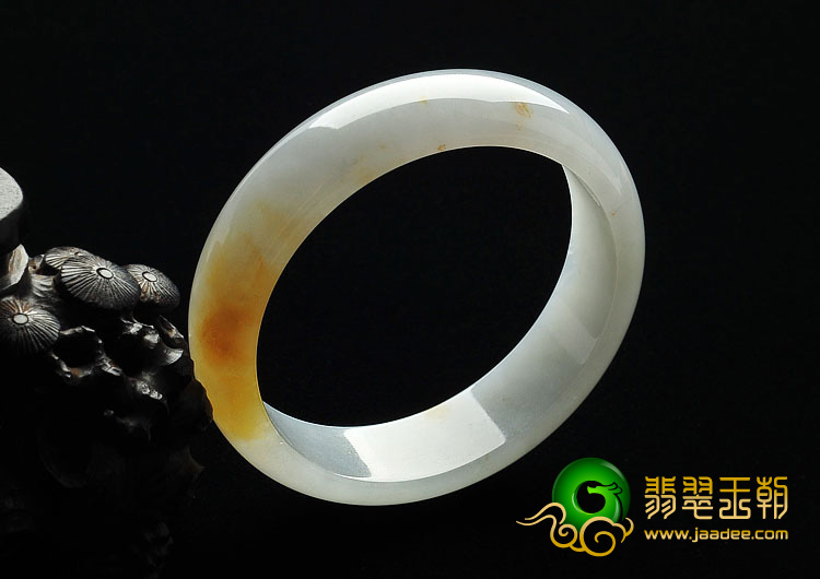 糯冰种飘黄翡缅甸翡翠A货手镯（56.4mm）
