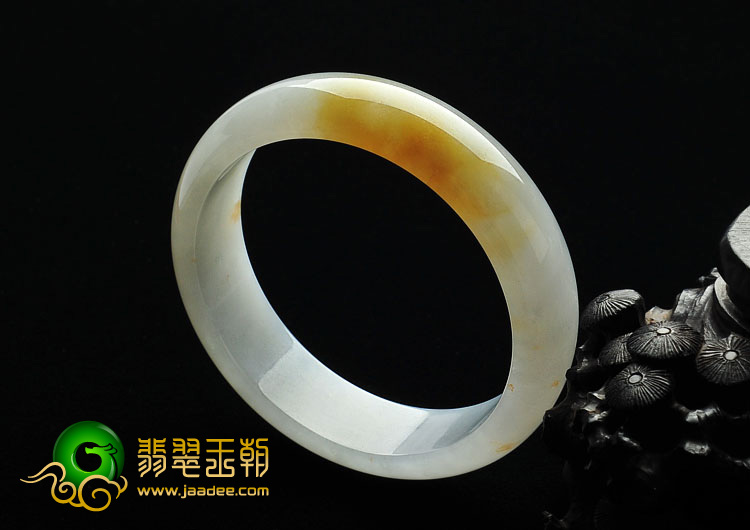 糯冰种飘黄翡缅甸翡翠A货手镯（56.4mm）