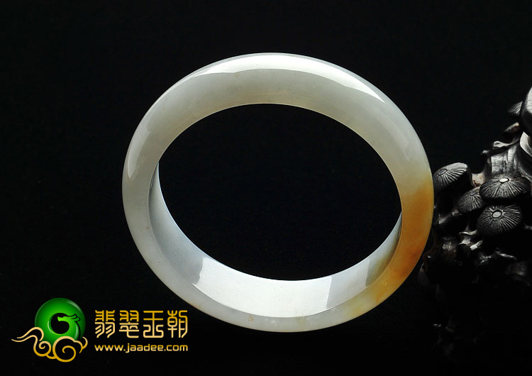 糯冰种飘黄翡缅甸翡翠A货手镯（56.4mm）