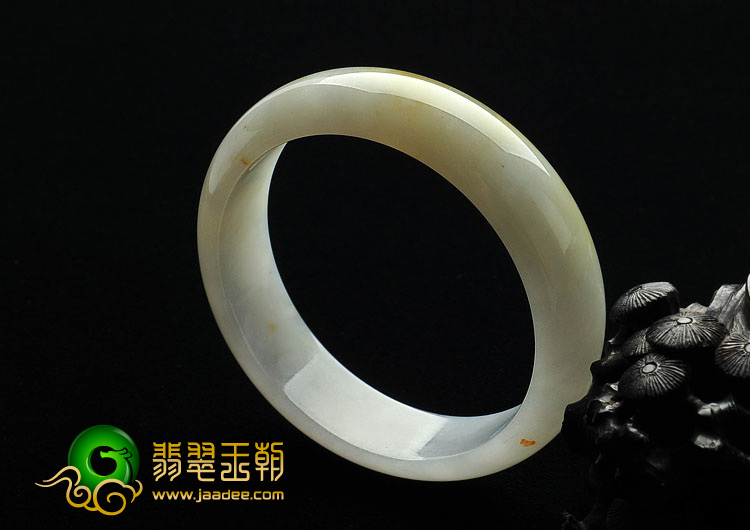 糯冰种飘黄翡缅甸翡翠A货手镯（54.2mm）