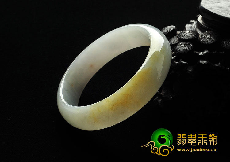 糯冰种飘黄翡缅甸翡翠A货手镯（54.2mm）