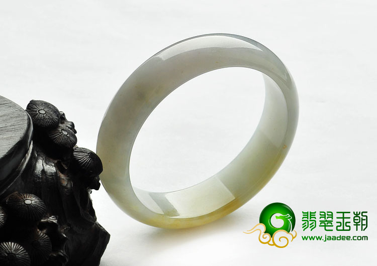 糯冰种飘黄翡缅甸翡翠A货手镯（54.2mm）