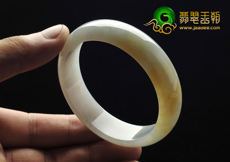 糯冰种飘黄翡缅甸翡翠A货手镯（54.2mm）