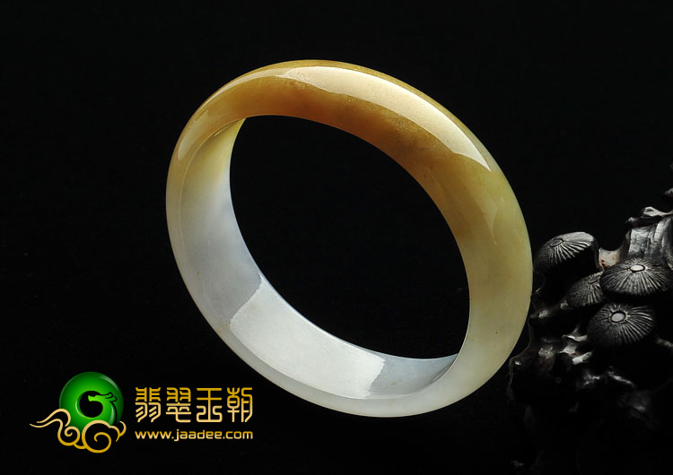 冰种黄翡缅甸翡翠A货贵妃镯（53.2mm-47.9mm）