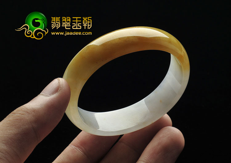 冰种黄翡缅甸翡翠A货贵妃镯（53.2mm-47.9mm）
