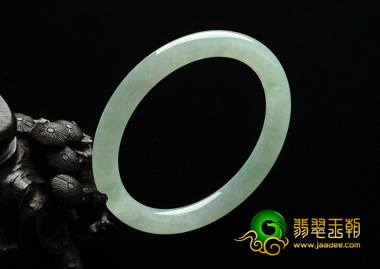 糯冰种晴水缅甸翡翠A货圆条手镯（53.4mm）