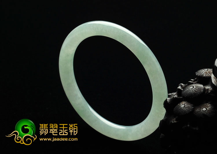 糯冰种晴水缅甸翡翠A货圆条手镯（53.4mm）