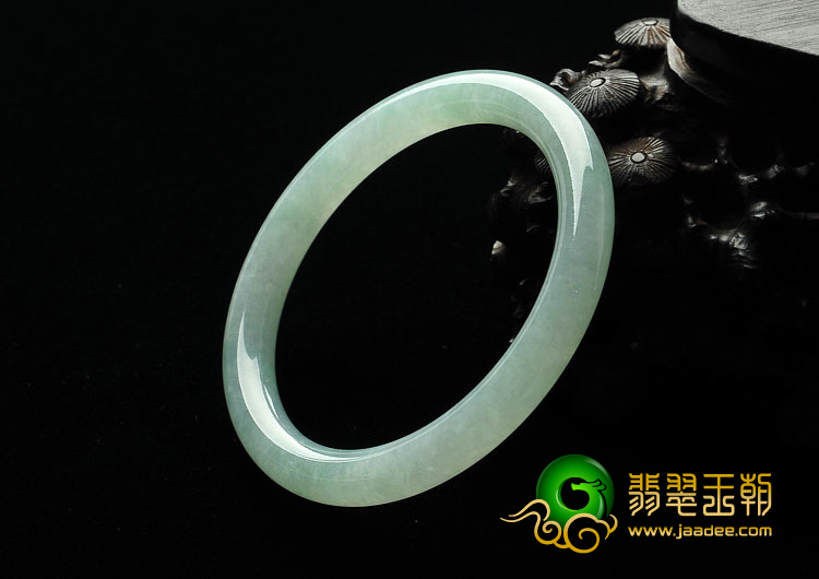 糯冰种晴水缅甸翡翠A货圆条手镯（53.4mm）