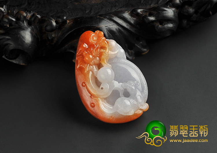 糯冰种红黄翡缅甸翡翠A货望子成龙挂件