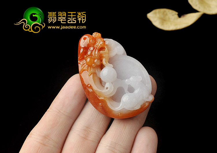 糯冰种红黄翡缅甸翡翠A货望子成龙挂件