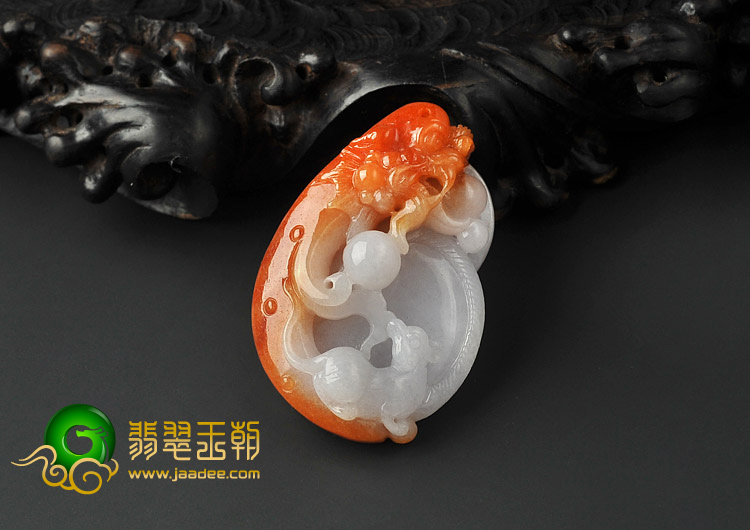 糯冰种红黄翡缅甸翡翠A货望子成龙挂件