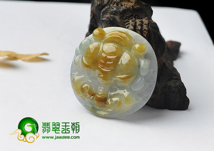糯冰褐黄翡缅甸翡翠A货虎牌挂件