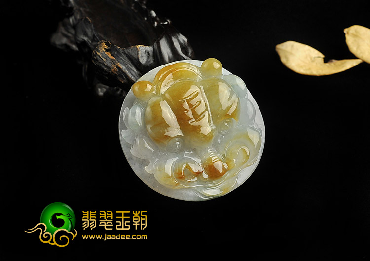 糯冰褐黄翡缅甸翡翠A货虎牌挂件