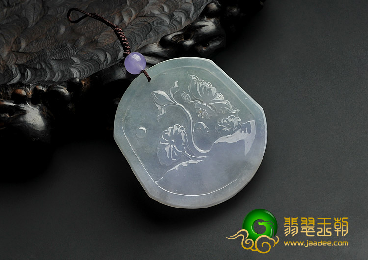 冰种春带彩缅甸翡翠A货山水牌挂件