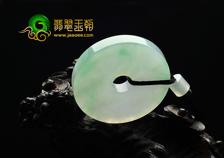 冰种飄绿花缅甸翡翠A货平安扣挂件