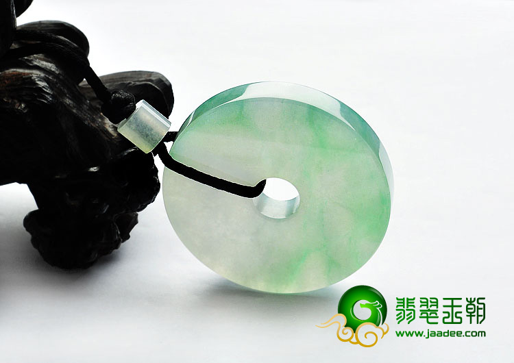 冰种飄绿花缅甸翡翠A货平安扣挂件