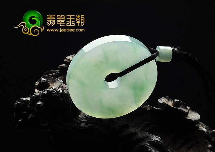 冰种飄绿花缅甸翡翠A货平安扣挂件