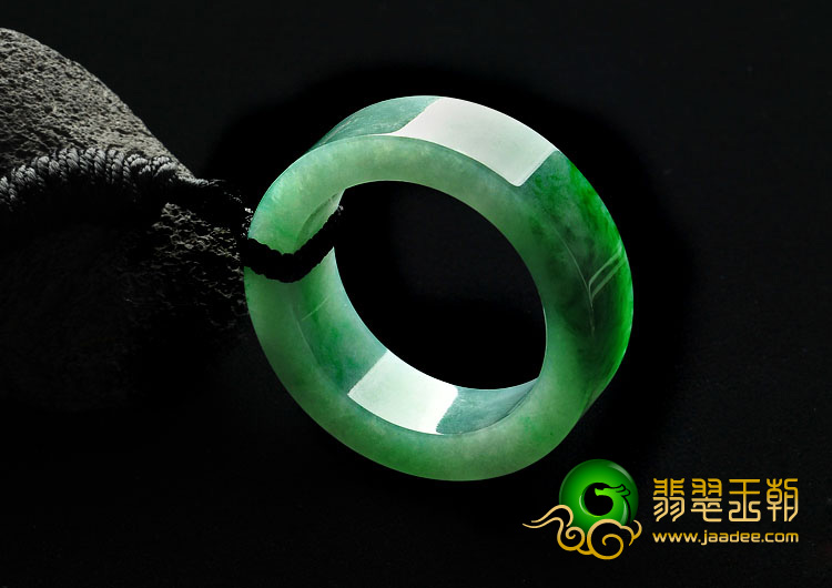 糯冰种正阳绿缅甸翡翠A货平安环挂件
