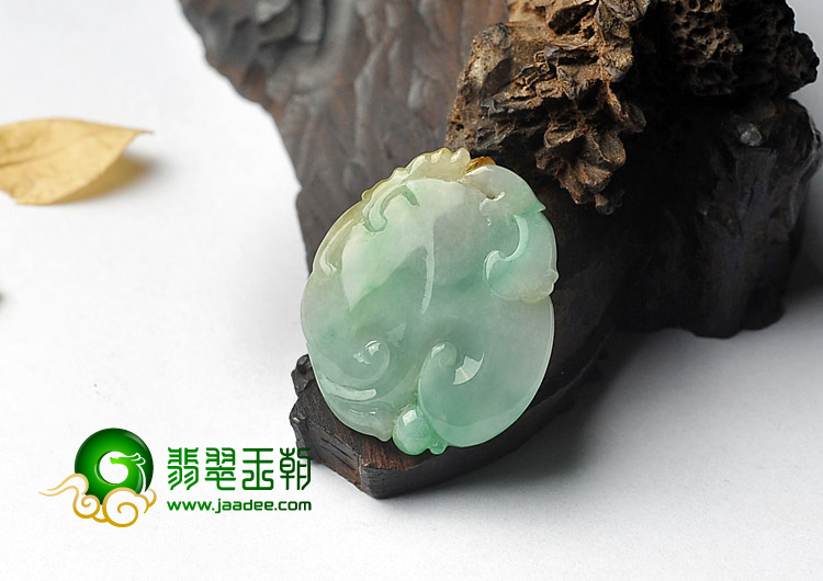 冰种黄加绿缅甸翡翠A货龙头挂件
