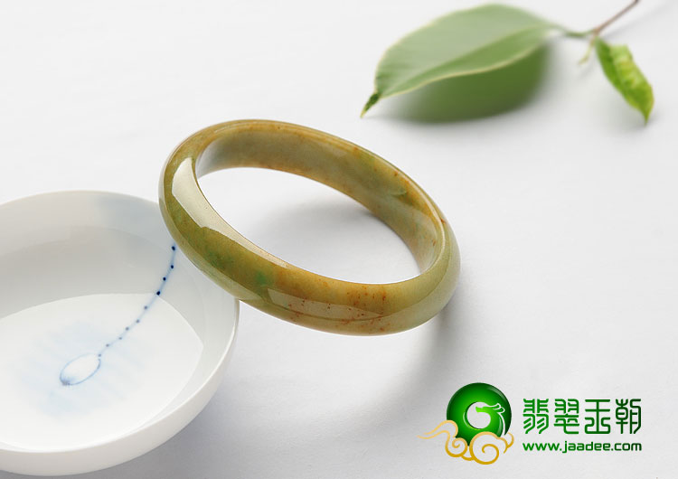 糯冰种褐黄翡缅甸翡翠A货手镯（58mm）