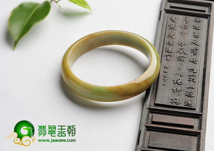 糯冰种褐黄翡缅甸翡翠A货手镯（58mm）