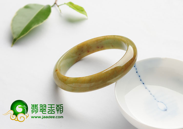 糯冰种褐黄翡缅甸翡翠A货手镯（58mm）