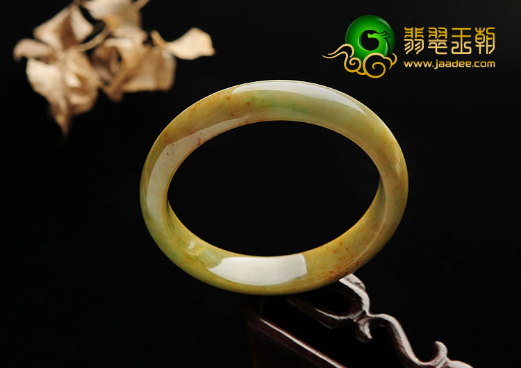 糯冰种褐黄翡缅甸翡翠A货手镯（58mm）