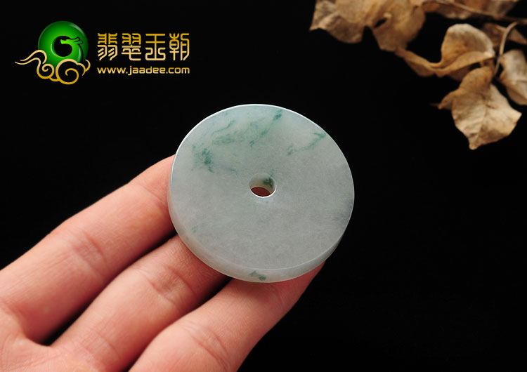 糯冰种飘花缅甸翡翠A货平安扣挂件