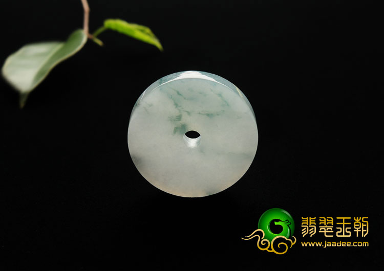 糯冰种飘花缅甸翡翠A货平安扣挂件