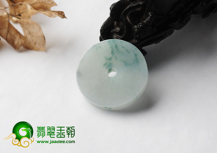 糯冰种飘花缅甸翡翠A货平安扣挂件