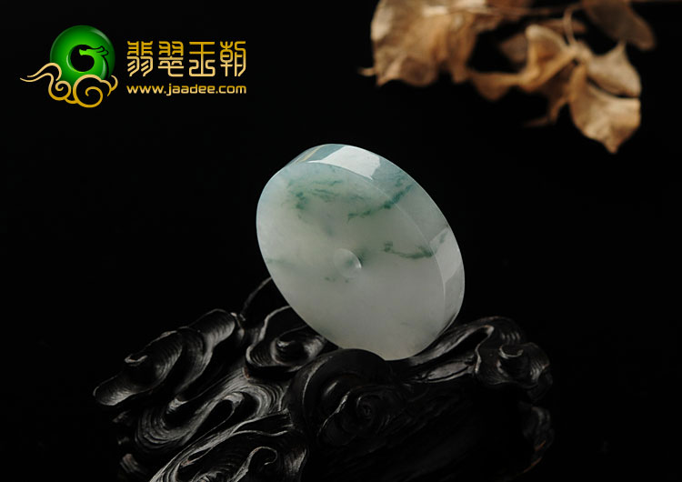 糯冰种飘花缅甸翡翠A货平安扣挂件