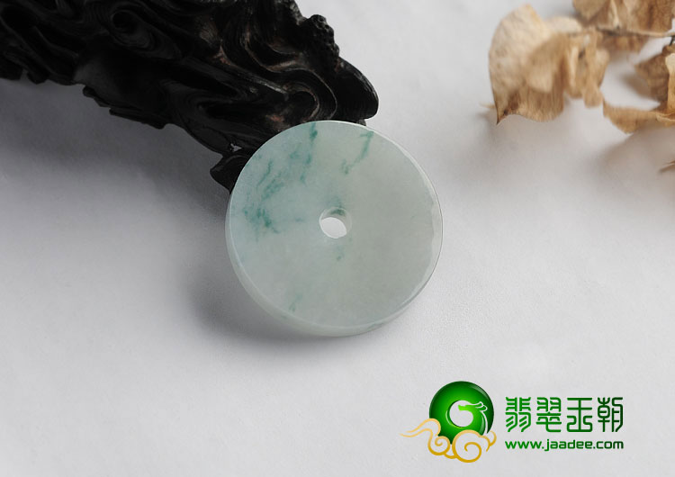 糯冰种飘花缅甸翡翠A货平安扣挂件
