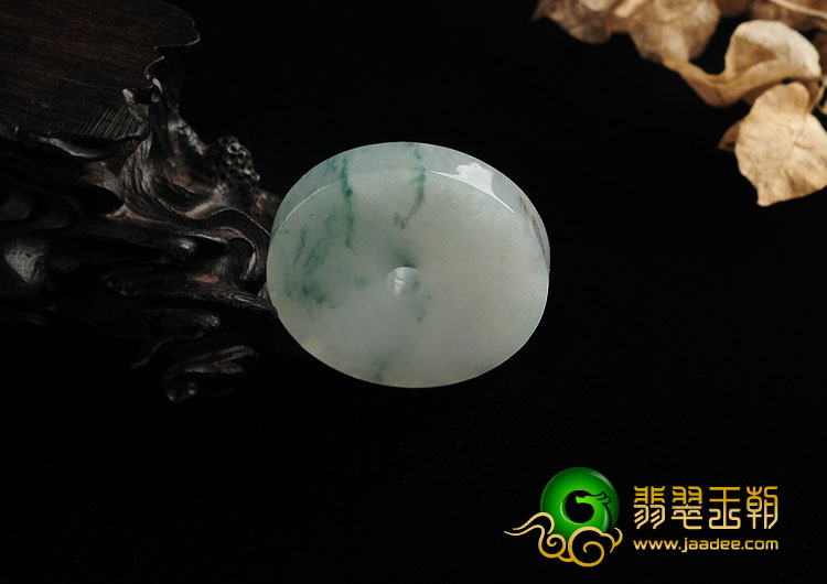 糯冰种飘花缅甸翡翠A货平安扣挂件
