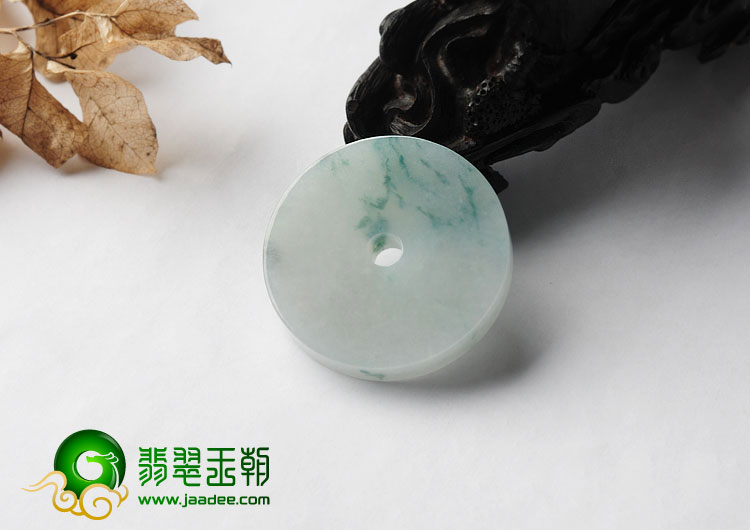 糯冰种飘花缅甸翡翠A货平安扣挂件