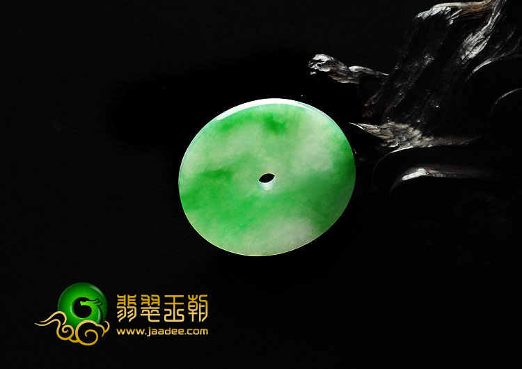 糯冰种翠色缅甸翡翠A货平安扣挂件