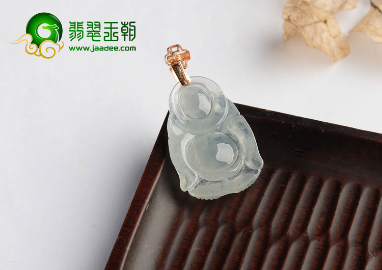 冰种淡晴水缅甸翡翠A货玉佛挂件