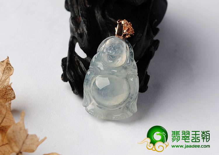 冰种淡晴水缅甸翡翠A货玉佛挂件