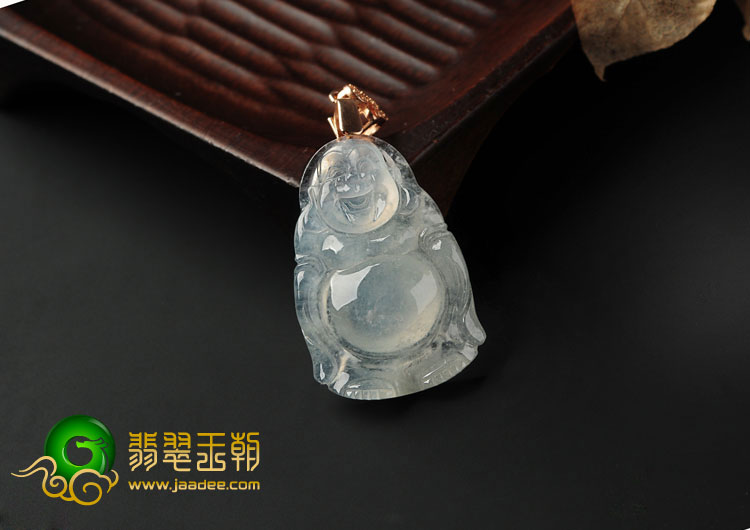 冰种淡晴水缅甸翡翠A货玉佛挂件