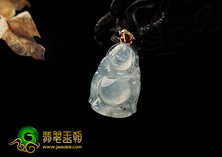 冰种淡晴水缅甸翡翠A货玉佛挂件