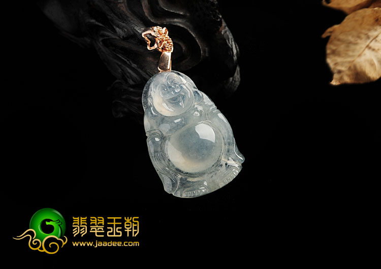 冰种淡晴水缅甸翡翠A货玉佛挂件