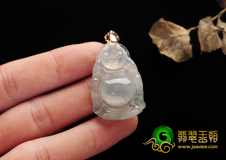 冰种淡晴水缅甸翡翠A货玉佛挂件